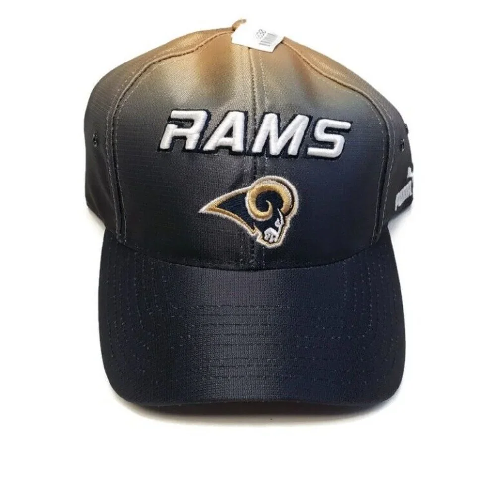 PUMA NFL Los Angeles Rams The Slick Ball Cap Hat Adult Adjustable Blue Gold